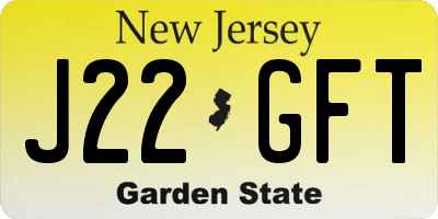 NJ license plate J22GFT