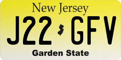NJ license plate J22GFV