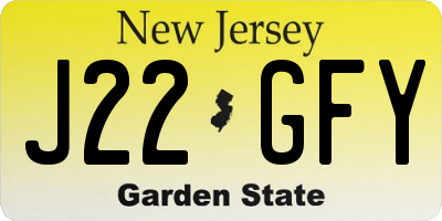 NJ license plate J22GFY