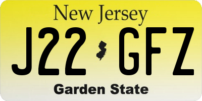 NJ license plate J22GFZ