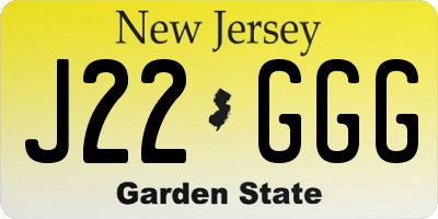 NJ license plate J22GGG