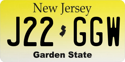 NJ license plate J22GGW