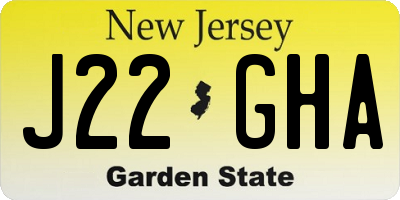 NJ license plate J22GHA