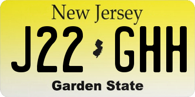 NJ license plate J22GHH