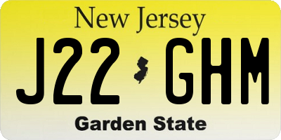 NJ license plate J22GHM