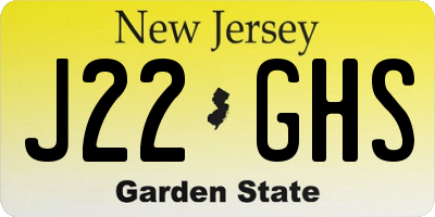 NJ license plate J22GHS