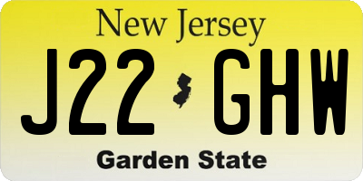 NJ license plate J22GHW