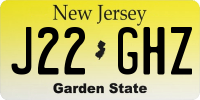 NJ license plate J22GHZ
