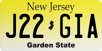 NJ license plate J22GIA