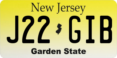 NJ license plate J22GIB
