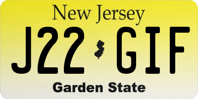NJ license plate J22GIF