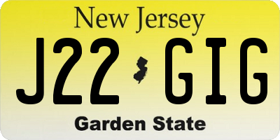 NJ license plate J22GIG