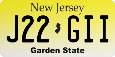 NJ license plate J22GII
