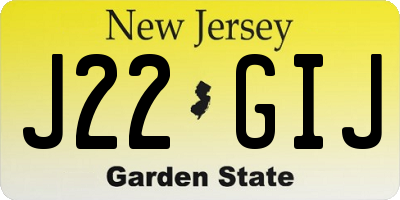 NJ license plate J22GIJ
