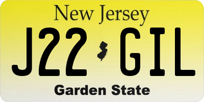 NJ license plate J22GIL