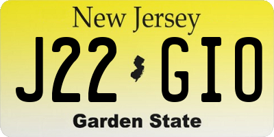 NJ license plate J22GIO