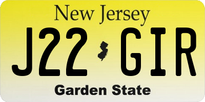 NJ license plate J22GIR
