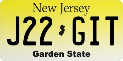 NJ license plate J22GIT