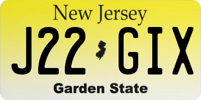 NJ license plate J22GIX