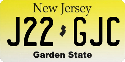 NJ license plate J22GJC