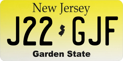 NJ license plate J22GJF