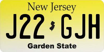 NJ license plate J22GJH