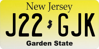NJ license plate J22GJK