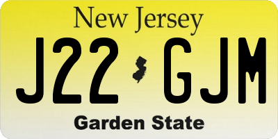 NJ license plate J22GJM