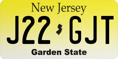 NJ license plate J22GJT