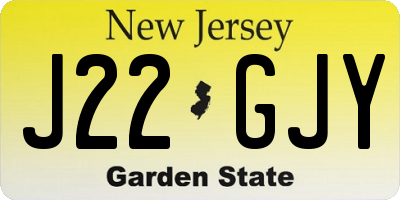 NJ license plate J22GJY