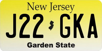 NJ license plate J22GKA