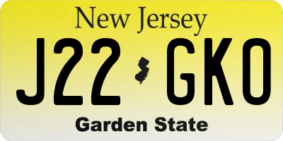 NJ license plate J22GKO