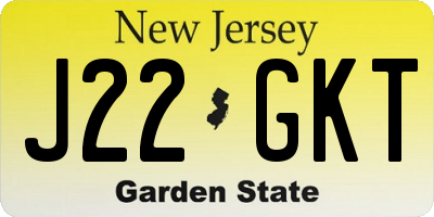NJ license plate J22GKT