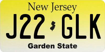 NJ license plate J22GLK