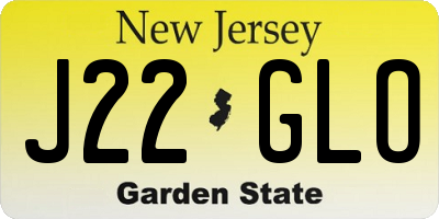 NJ license plate J22GLO