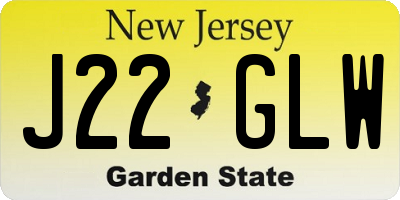 NJ license plate J22GLW