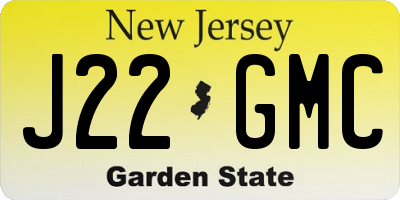 NJ license plate J22GMC