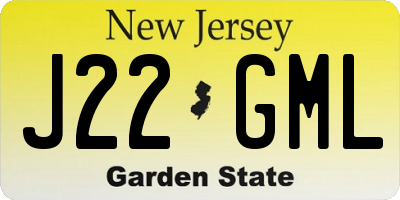 NJ license plate J22GML