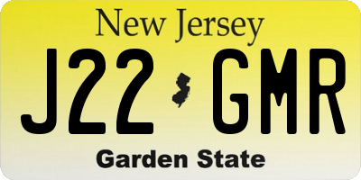 NJ license plate J22GMR