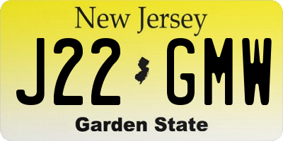 NJ license plate J22GMW