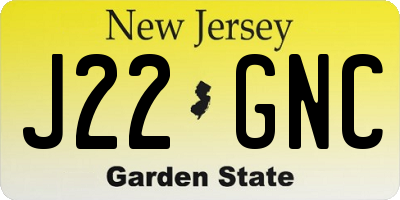 NJ license plate J22GNC