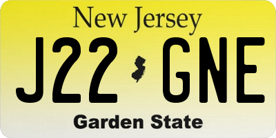 NJ license plate J22GNE