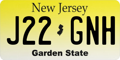 NJ license plate J22GNH