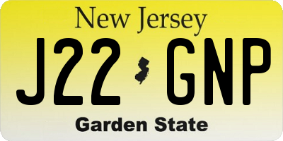 NJ license plate J22GNP