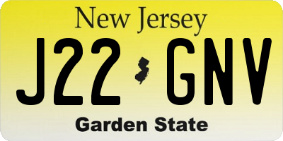 NJ license plate J22GNV