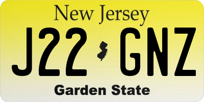 NJ license plate J22GNZ