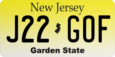 NJ license plate J22GOF