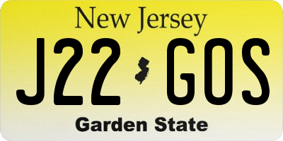 NJ license plate J22GOS