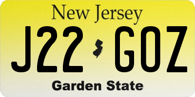 NJ license plate J22GOZ