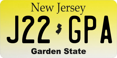 NJ license plate J22GPA